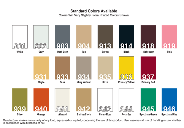 Wilsonart Color Matched Caulk Chart